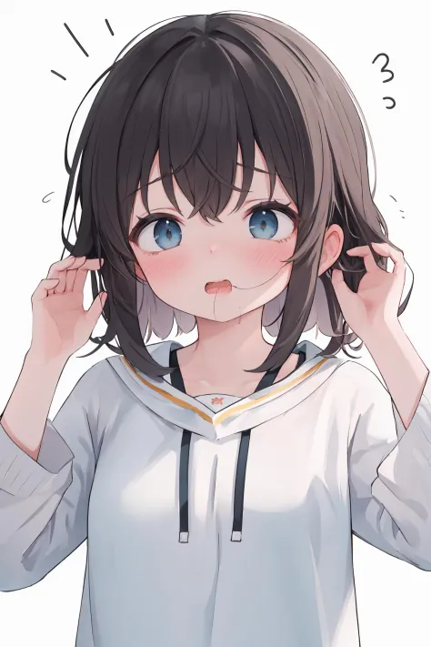 (best quality, masterpiece, highres),1girl,solo,messy hair,flustered,surprised,wavy mouth,hands up,
<lora:hair in mouth_v1:1>,hair in mouth,