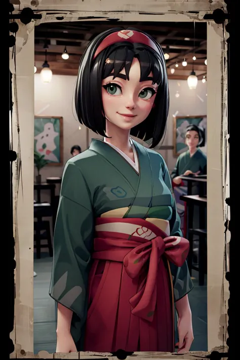 a close up of a cartoon character in a kimono outfit