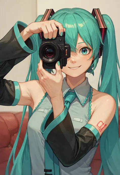 score_9_up score_8_up score_7_up, 1girl, holding camera, hatsune miku, light smile, detached sleeves
<lora:holding_camera2_d16:1>