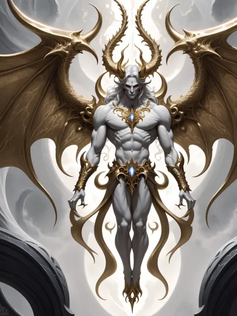 Biogenetic Lucifer in white and gold, trending on artstation, sharp focus, studio photo, intricate details, highly detailed, by ...