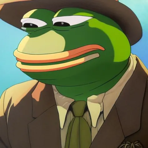 a close up of a cartoon frog wearing a suit and tie