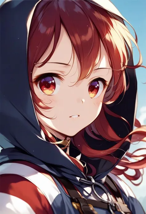 a close up of a person with a hood on and a hoodie on