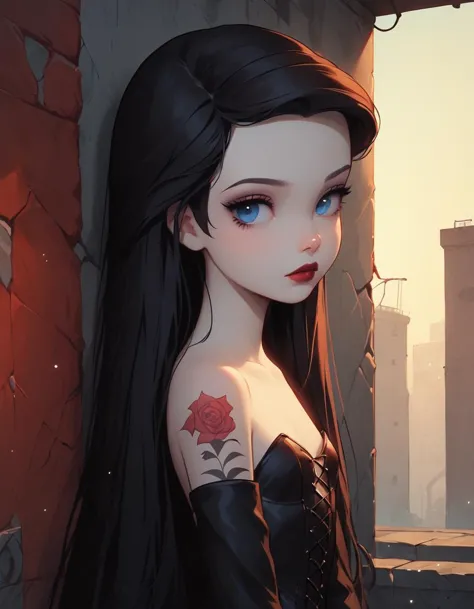 score_9, score_8_up, score_7_up, p3tr4, 1girl, solo, standing on broken concrete, young Goth girl Ariel, ArielWaifu, young Goth,...