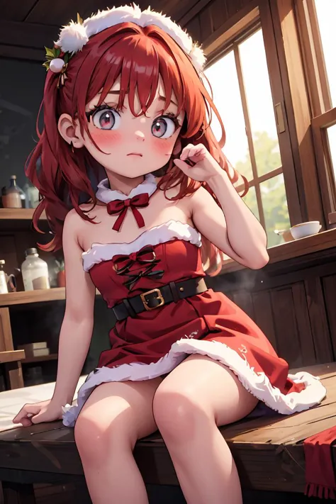 (masterpiece, best quality), 1girl,  <lora:hot_christmas:1> hot christmas, red dress, fur trim