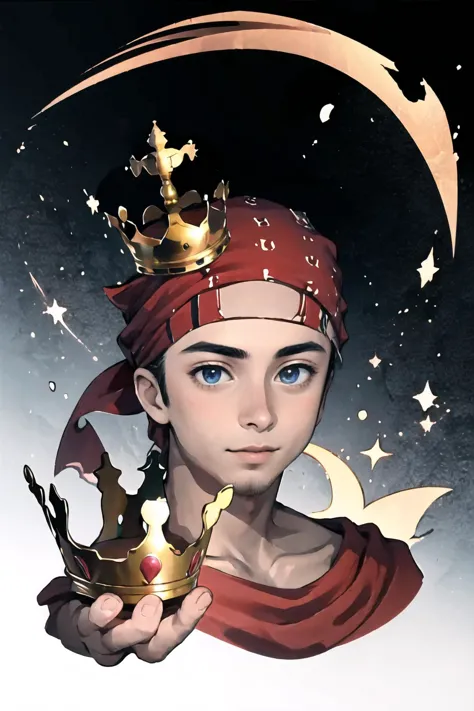 a cartoon picture of a young boy with a crown on his head