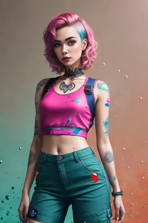 synthwave style, nvinkpunk Detailed portrait cyberpunk (sks woman) (20 year old sks woman), futuristic neon reflective wear, sci-fi, robot parts, perfect face, ((tattoo)), (long hair), matte skin, pores, sharp detail, sharpness, wrinkles, hyperdetailed, hy...
