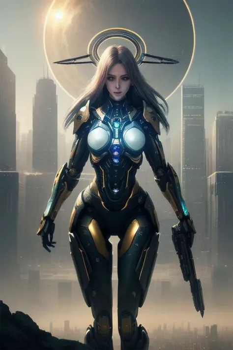 sleepy, very small breasts, thigh gap, mechanical halo, futuristic cityscape, massive detail, absolutely resolution, professional color correction, bold hues, concept render, intricate eyes, girlface, volumetric light effect, analog photography, screen space global illumination, classical art