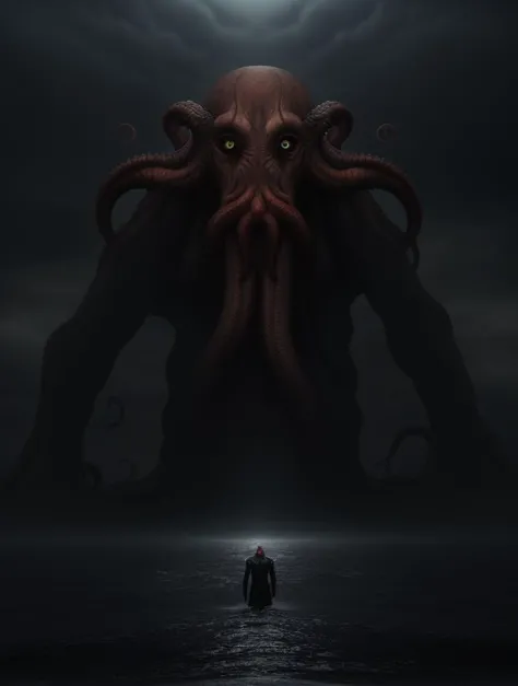 a man standing in the water with an octopus in his hand