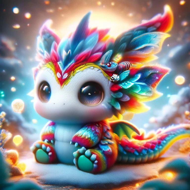 ral-smoldragons, cute, small dragon, wings, nature in background, intricate details, butterflies, whimsical, fantasy, mysterious, colorful, glowing ChristmasSweater