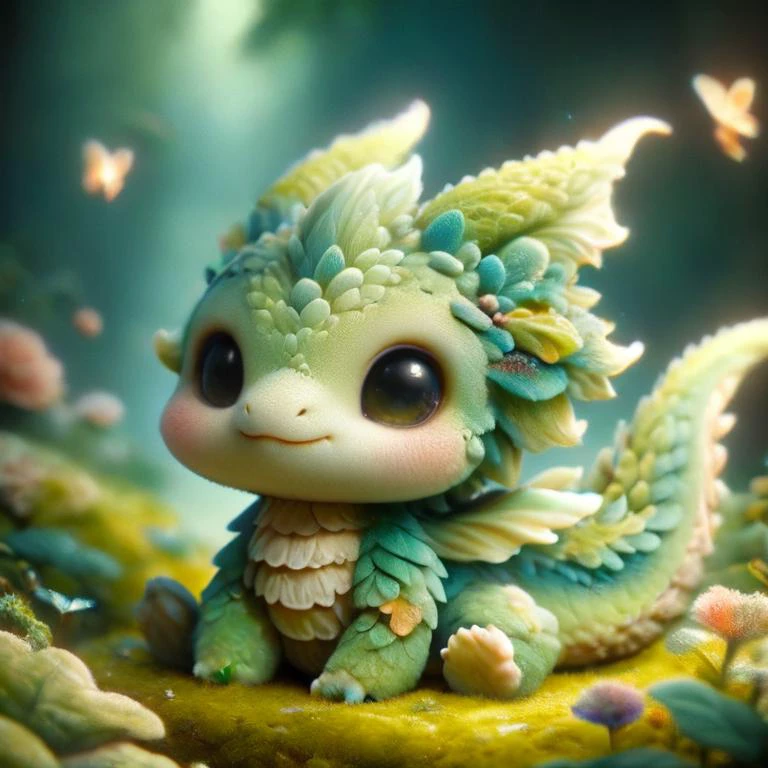 ral-smoldragons, cute, small dragon, wings, nature in background, intricate details, butterflies, whimsical, fantasy, mysterious, colorful, glowing ral-mold