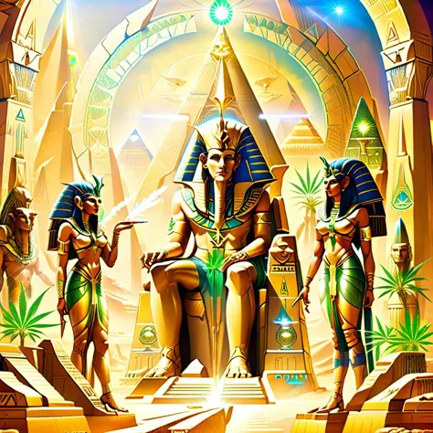 Apophis the Undying  with Cleopatra smoking jointz in front of the Stargate. marijuana plant