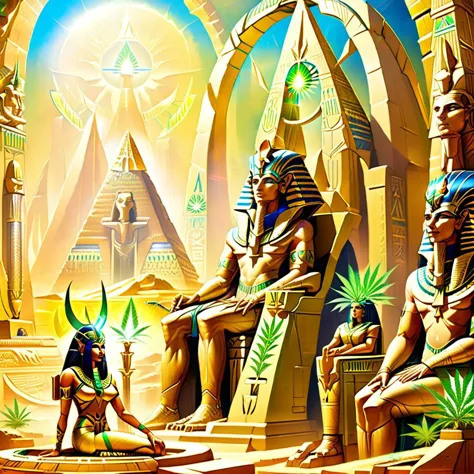 Apophis the Undying  with Cleopatra smoking jointz in front of the Stargate. marijuana plant