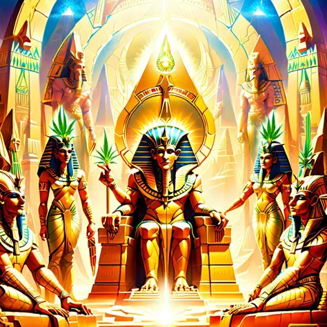 Apophis the Undying  with Cleopatra smoking jointz in front of the Stargate. marijuana plant