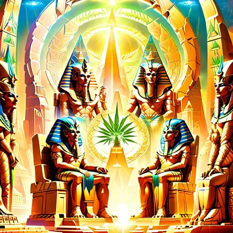 Apophis the Undying  with Cleopatra smoking jointz in front of the Stargate. marijuana plant