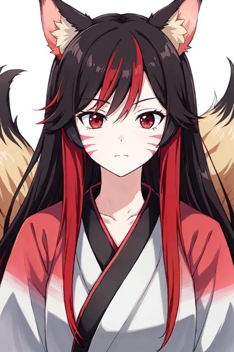 a close up of a person with long hair and a cat ears