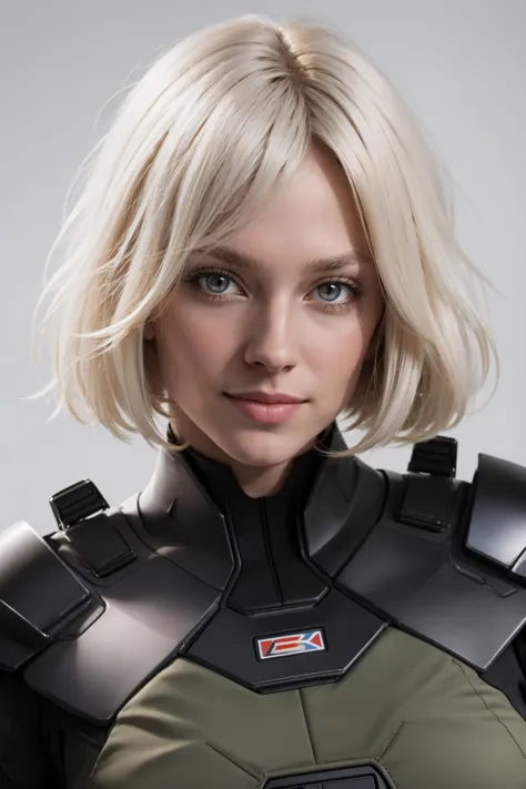 a close up of a woman in a futuristic suit posing for a picture