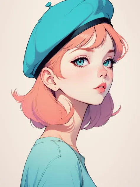 girl wearing a beret, very anime!!! anime!! intricate details, aesthetically pleasing pastel colors, poster background, art by c...