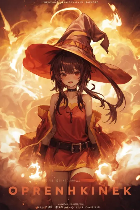 a woman standing in front of a clock with flames and sparks in the background, Enki Bilal, promotional image, poster art, panfuturism, cloud of smoke and a sky full of clouds, Dirk Crabeth,
<lora:Megumin:0.4>, megumin, kono subarashii sekai ni shukufuku wo!, solo, hat, witch hat, brown hair, short hair with long locks, red eyes, blush, closed mouth, black choker, collarbone, flat chest, off-shoulder dress, dress, red dress, long sleeves, black gloves, fingerless gloves, belt, brown belt, gold trim, asymmetrical legwear, mismatched legwear, bandaged leg, black thighhighs, (massive explosion:1.2), nuclear explosion,open mouth,angry, official art,finely detail, Depth of field,(((masterpiece))),((extremely detailed CG unity 8k wallpaper)),best quality, high resolution illustration,Amazing,highres,intricate detail,(best illumination, best shadow, an extremely delicate and beautiful),, <lora:add_detail:1>, <lora:SLS:1.0>,