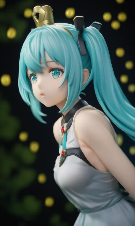 Realistic,Masterpiece,18 - year - old,solo,face focus,masterpiece,best quality,1girl,hatsune miku,white roses,petals,night background,fireflies,light particle,solo,aqua hair with twin tails,aqua eyes,standing,pixiv,depth of field,cinematic composition,best lighting,looking up,