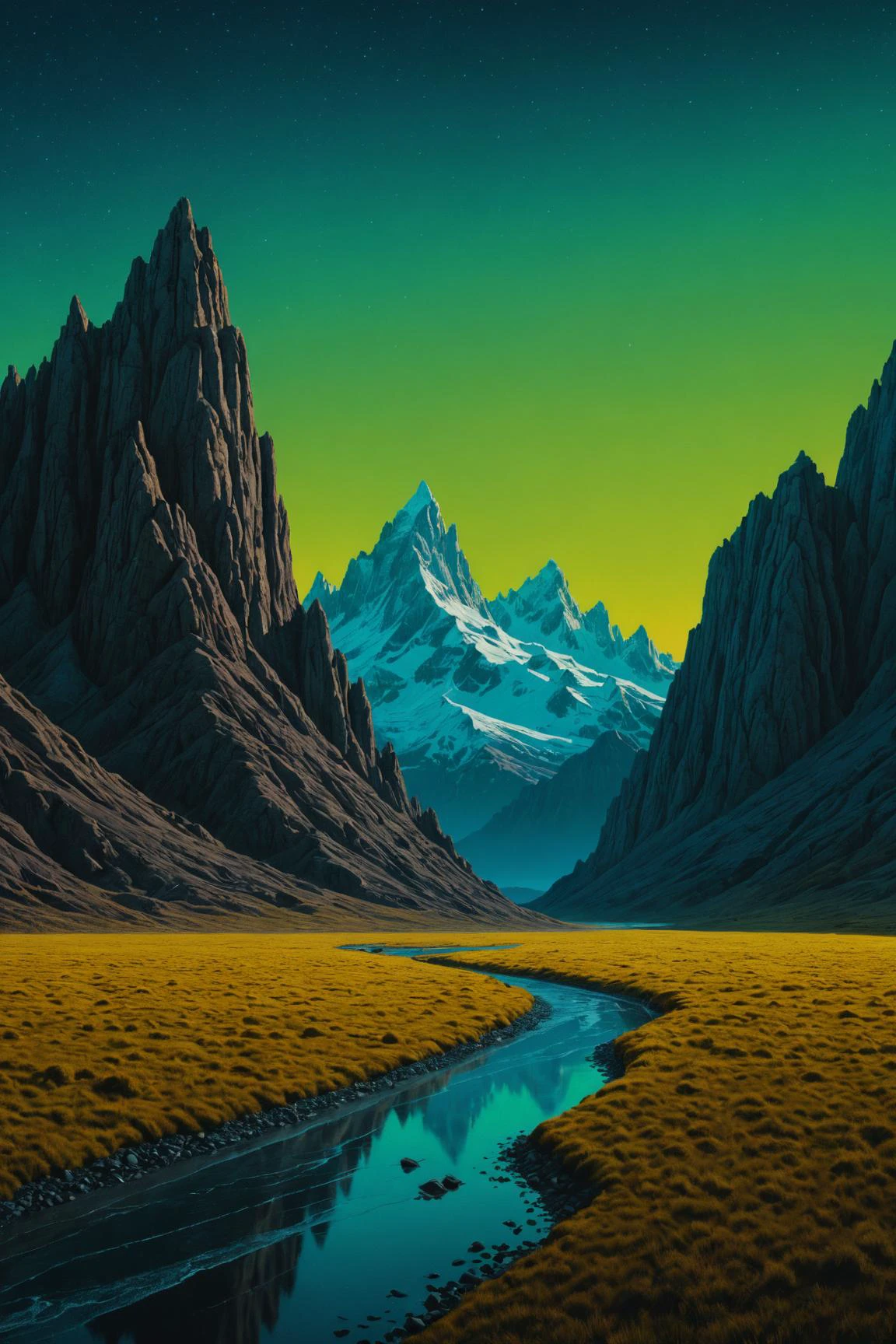 by  Christopher Balaskas  and  Bill Carman ,   landscape  , digital oil pastel on canvasof a cinematic photo 