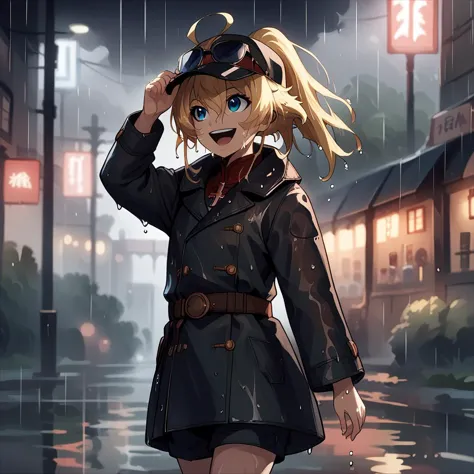 score_9, score_8_up, score_7_up,
TanyaDegurechaff, dark tunic clothing style, 1girl, solo, long hair, bangs, blue eyes, blonde hair, long sleeves, hair between eyes, standing, ponytail, ahoge, sidelocks, cowboy shot, outdoors, belt, blurry, coat, wet, cross, rain, wet hair, score_9, source_anime,cap,thisrt,shorts,sunglasses,mad expression,hands in the air,laughing
 ,<lora:TanyaPonyV2:0.8> <lora:LowKeyLightsPony:0.4> LowKeyLights