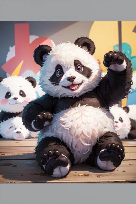 ((best quality, masterpiece, absurbres, super-resolution)) baby panda, chubby, fluffy, big smile