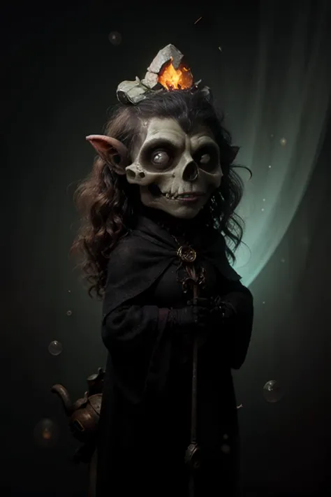 a close up of a person wearing a costume with a skull on it