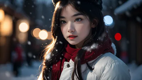 1 girl, charming,  cinematic lighting, winter, (snow), (snowflakes),  masterpiece,  best quality,    <lyco:effect_sora:0.6>,  <l...