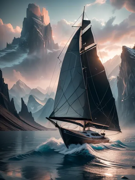 a close up of a sailboat sailing on a body of water