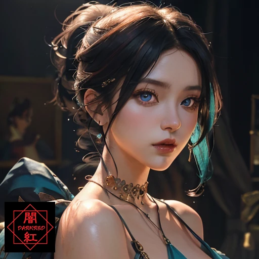 1 girls, (splash art),(harem outfit:1.5),(dancer),(dancing),(see-through:1.3),(solo),turquoise hair,wavy hairstyle,ivory skin,ivory eyes,
(Portrait by oda non),(oda_non),
(((masterpiece))), ((best quality)), ((ultra-detailed)), ((illustration)), dramatic angle,
highres, extremely detailed CG unity 8k wallpaper, game cg,delicate composition, raytracing, HDR,
((colorful)),(whole face),detailed gorgeous face,8k,feminine,intricate detail,highly detailed hair,detailed pupils,medium breasts,depth of field,cowboy_shot,
orange red hair,two ponytails,mahogany skin,lilac eyes,