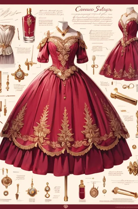 (concept art:1.3), <lora:Clothes_concept:0.81> Retro-Glam: Vintage-inspired cocktail dress, red lipstick, and pumps. concept illustration art, (masterpiece, best quality, absurdres, detailed, ultra-detailed:1.3), (ornate details:1.3)