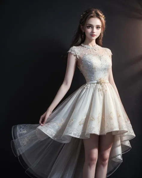 소녀 1명, 하얀 드레스, 전신, 걸작,극도로 현실적이다,32K,매우 상세한 CG Unity 8k 벽지, 최고의 품질,  