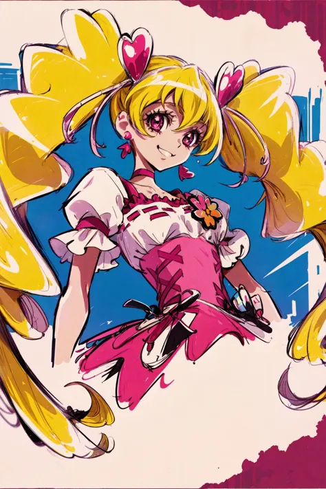 sailor girl with a pink dress and a yellow bow