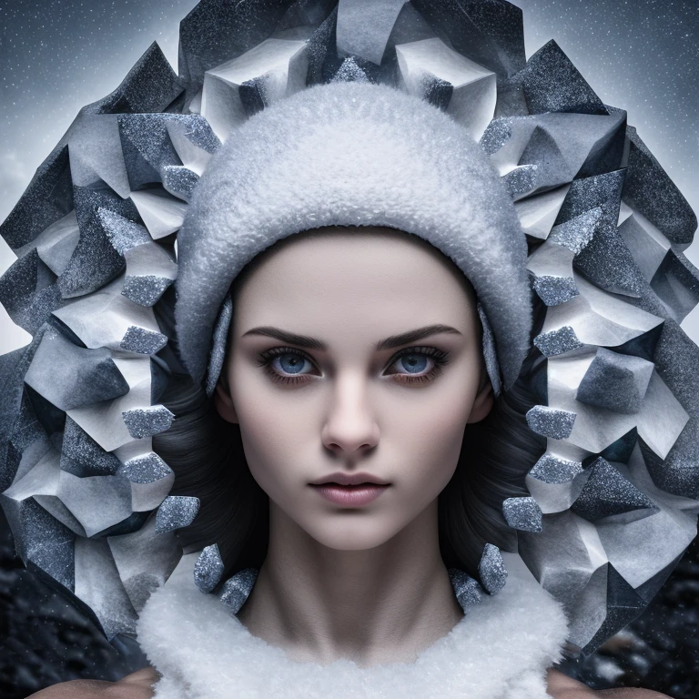 vray tracing, stone, Masu, winter theme, kaleidoscope style highres,  dramatic,
,A dedicated athlete, pushing her body to the limit, her toned muscles and unwavering determination highlighting the beauty of strength and resilience, awe-inspiring piece of art staggering, Set her against the backdrop of a bustling Luca