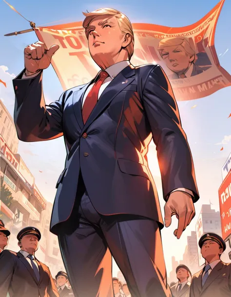 male,(Trump:2),masterpiece,best quality,highres,best quality,ultra high res,2d,(highlydetailed),(solo),(stylish),(fashionable),<...