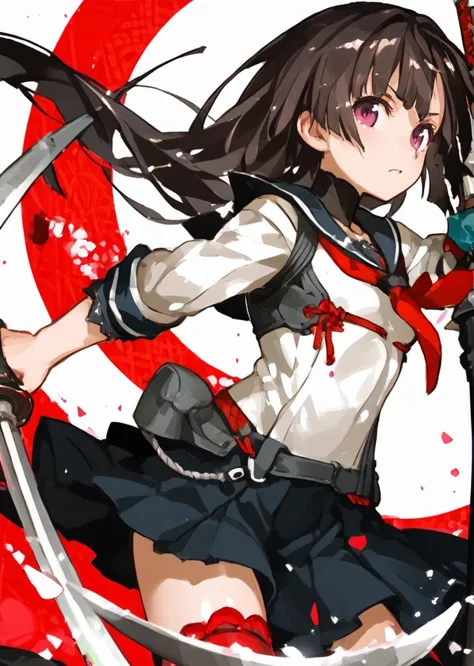 anime girl with a sword and a red circle