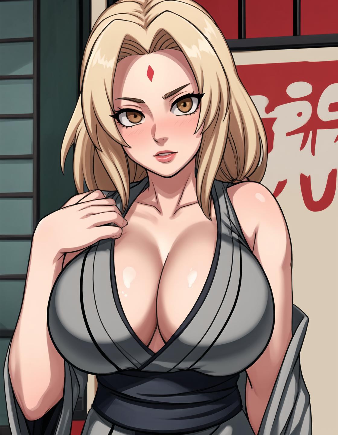 Tsunade)))(((from Tsunade from naruto)))(((huge tits)))(Tsunade con hakama  ve - SeaArt AI