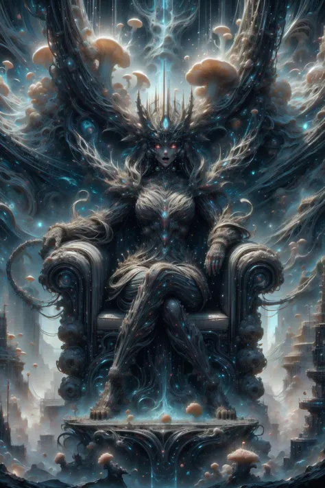 a digital painting of a giant throne with a giant head and a giant body