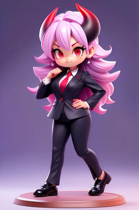 (best quality, masterpiece, hires), <lora:Arco_-_Marco_and_the_Galaxy_Dragon:0.8>, arco, lilac hair, horns, red eyes, dip dye, ascot, ((toon)), business attire, lunge pose, 3d