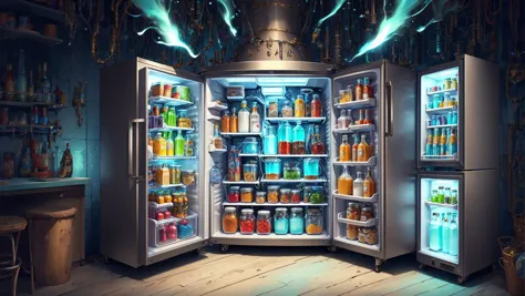 <lora:AetherPunkAI:0.8> AetherPunkAI,refrigerator,detailed,intricate,