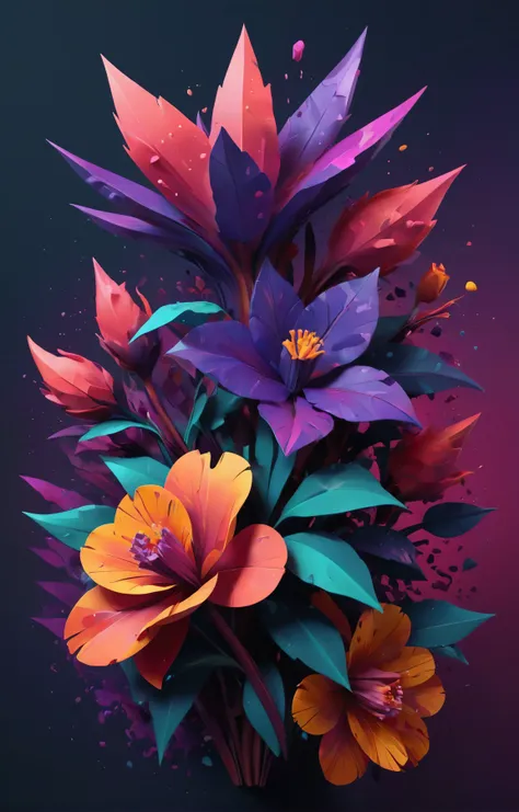 a close up of a bunch of flowers with purple and orange petals