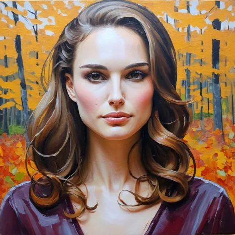 natxportman,(Abstract) sketch of a woman in the fall season, oil on canvas,  <lora:natportman_smaller_xl_1_standard_wo_cap-merge...