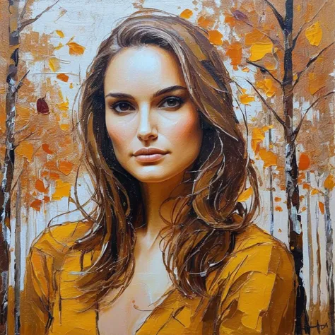 (Abstract) sketch of a woman in the fall season, oil on canvas,   natxportman,  <lora:natportman_gpt4_juggernautX_2_wocap-merger...