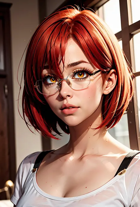 (masterpiece, best quality), 1girl,  <lora:Gowther:0.8> Gowther, gowcos, white shirt, yellow eyes, pink hair, semi-rimless eyewe...
