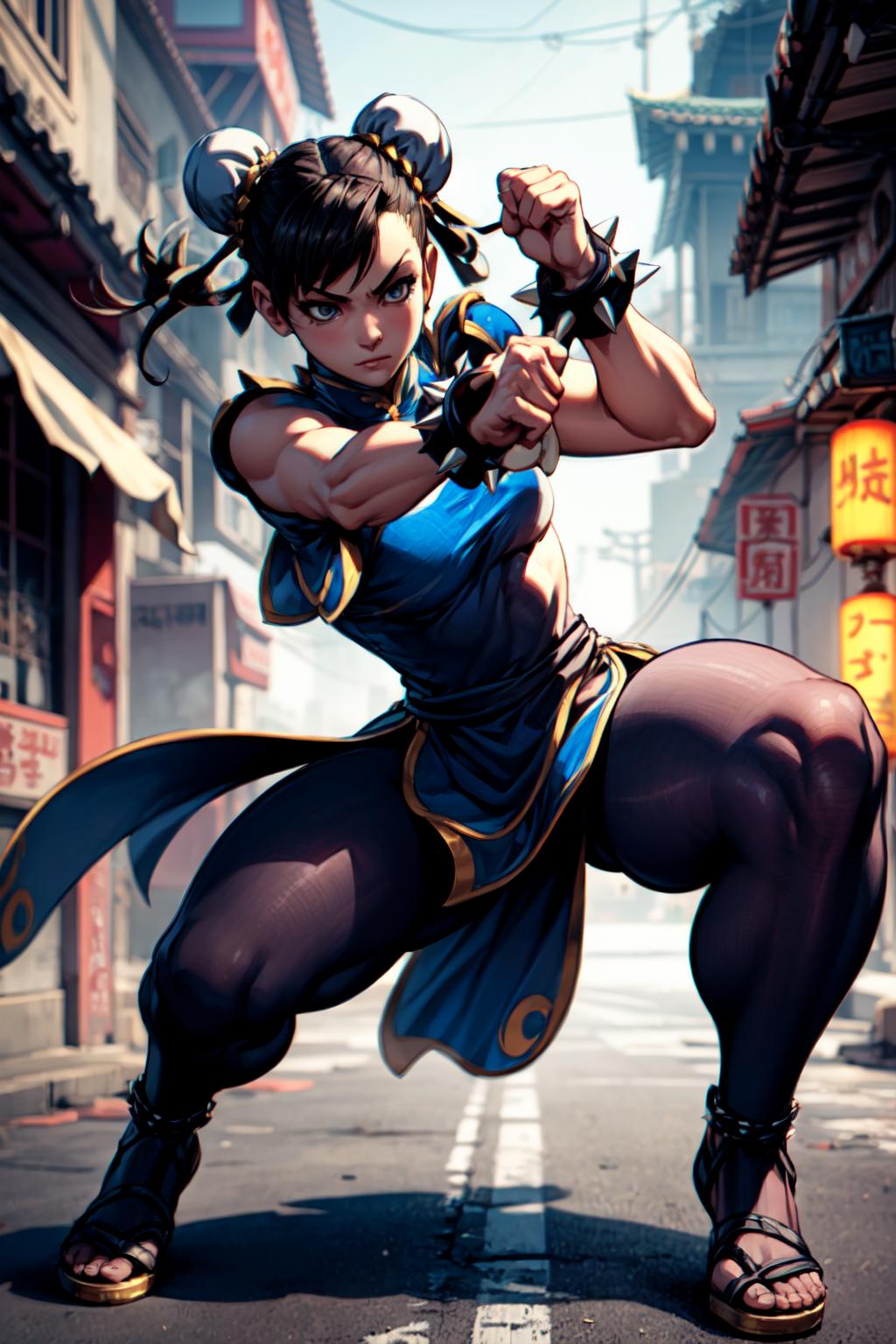 Street fighter chun li character without clothes, back side showing her big  ass - SeaArt AI