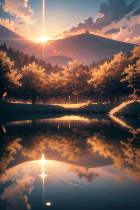 a view of a lake with a mountain in the background