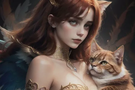 there is a woman with a cat in her arms