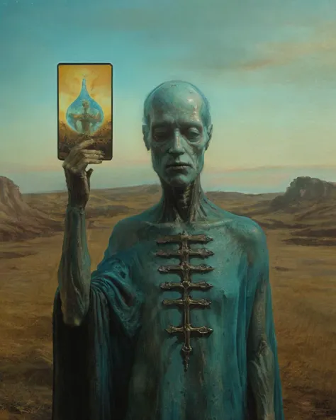 oil painting a 2d tarot card of the future by beksinski by giger by William Eggleston reflections in chrome and glass
 <lora:oil...