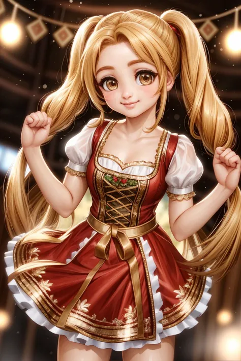 Rafsan from Bangladesh, medium (chin-length:1.2) pigtails [blonde:golden-blonde:.2] hair, <lora:Dirndl_v1:0.8> dirndl, <lora:mak...