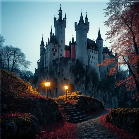 (((In a village with Lichtenstein Castle in the background))), volumetric lighting, vibrant colors, 4k epic detailed, shot on kodak, 35mm photo, sharp focus, high budget, cinemascope, moody, epic, gorgeous, film grain, grainy, low key photography, dramatic lighting, intense emotions, cinematic feel, mysterious ambiance, emphasizing shape and form, creating depth, evoking drama, storytelling through shadows, professional technique,professional lighting, imaginative concept, creative styling, otherworldly aesthetic, surreal visual, captivating narrative, intricate detail, fantastical landscape, editorial storytelling, professional lighting, creating visual impact, evoking emotion, pushing creative boundaries <lora:add-detail-xl:2> <lora:Cosine_freck:1>